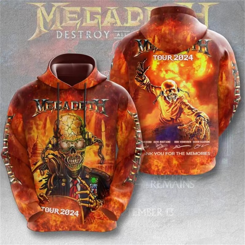 Rock band Megadeth 3D printed hoodie for men and women, fashionable retro Y2K graphic hoodie Rock band Megadeth 3D printed hoodie for men and women, fashionable retro Y2K graphic hoodie