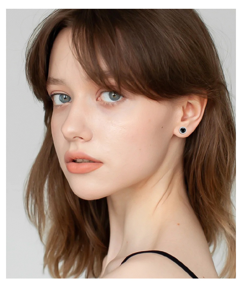 Girls' Favorite Black Mozzarella Diamond Stud Earrings Luxury Silver Jewelry Stunning S925 Sterling Silver Ear Accessories