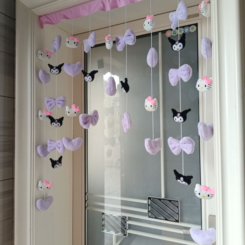 Girl's Heart Kuromi Purple Dreamy Cute Cartoon Decorative Curtain Cute Door Curtain Hanging Decorative Curtain