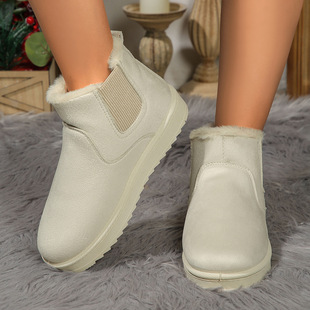 Foreign trade snow boots women 2024 new fleece-lined cross-border plus size winter fashion warm pedal short boots cotton shoes women