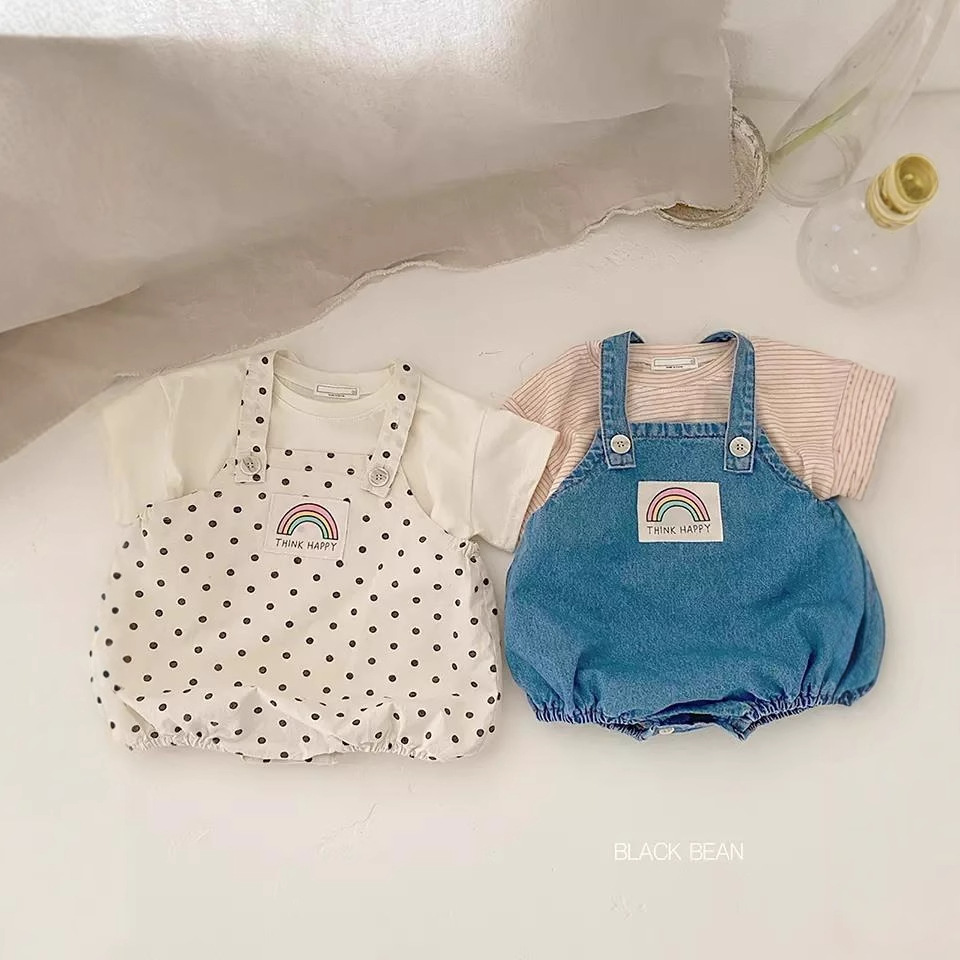 Mameluco de Mezclilla con Tirantes para Bebé de Algodón Sin Mangas para Verano image 4