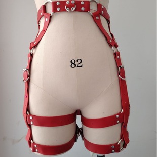 European and American stage performance props and costumes dress bondage waist skirt fetish ladies strap hollow leather skirt one-piece