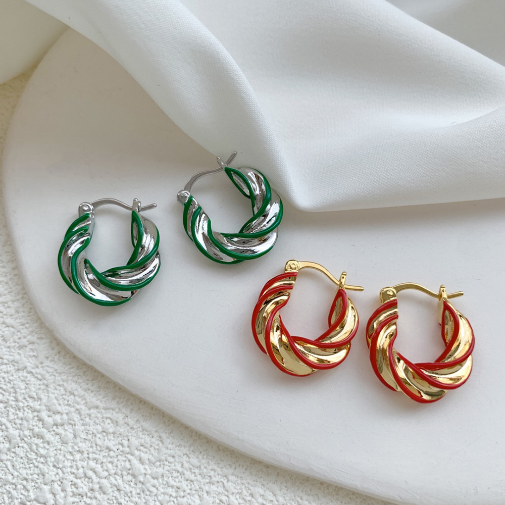 Copper Material 1 Pair Retro Roman Style Geometric Plating Copper Earrings