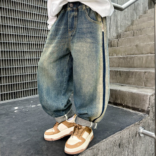 Autumn Zhongda Boys Jeans New Children's Wear Children's Boys Retro Pants Casual Personality Trendy Cross-border
