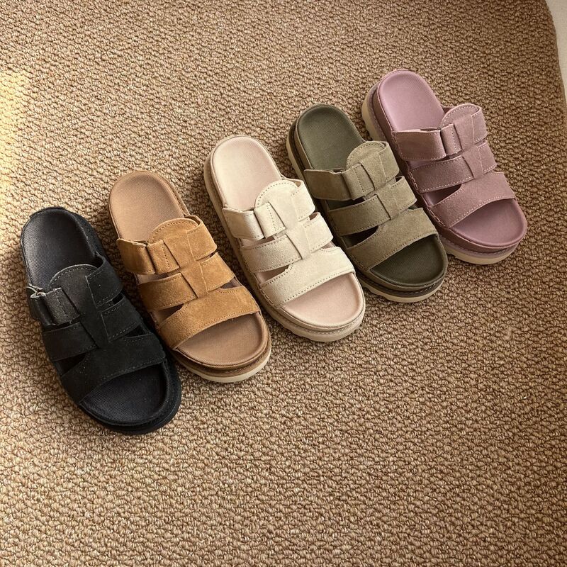 New Cross-Border Foreign Trade Style Double-Layer Thick-Soled Matte Genuine Leather Velcro Women's Large Size Open-Toe Sandals New Cross-Border Foreign Trade Style Double-Layer Thick-Soled Matte Genuine Leather Velcro Women's Large Size Open-Toe Sandals