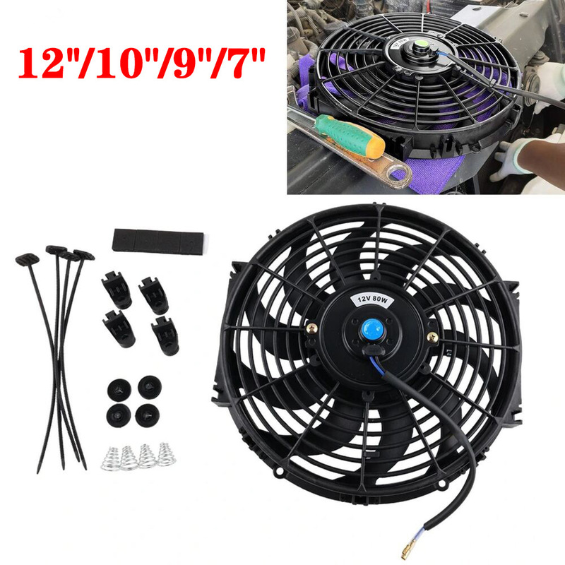 Car Modification Air Conditioner Digital Radiator Cooling Fan Universal 7/9/10/12/14/ 16inch 80W