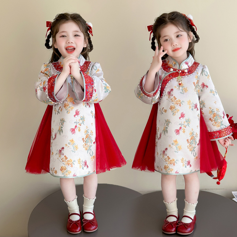女童连衣裙2025新款秋装汉服国风新中式公主裙春秋款女孩旗袍裙子|undefined