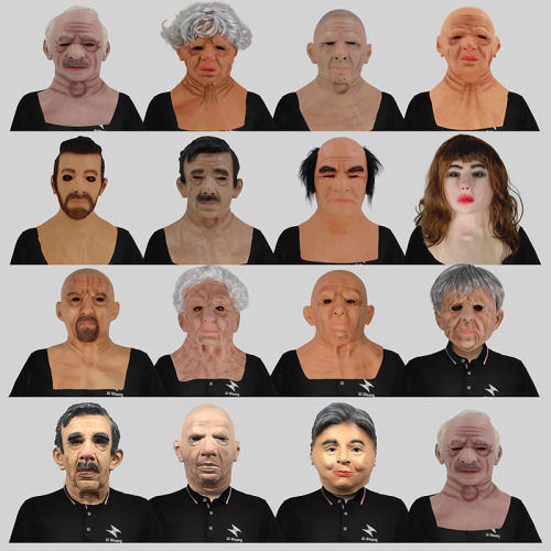 Grandpa and grandma character masks masquerade bearded uncle headgear Halloween party spoof props