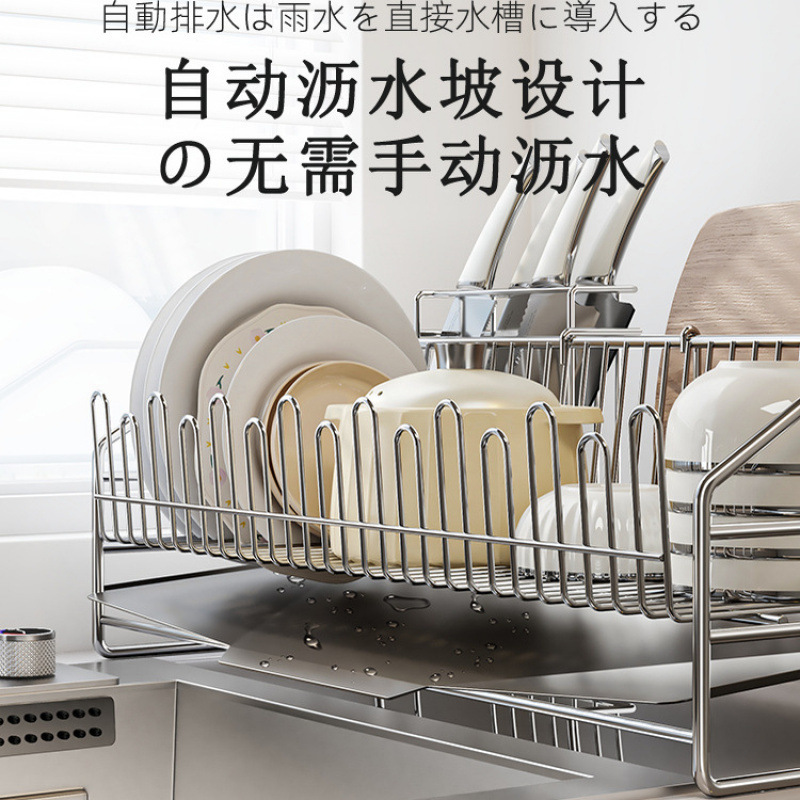 优勤厨房沥水架304不锈钢碗碟收纳架多功能家用厨房碗筷沥水篮|undefined