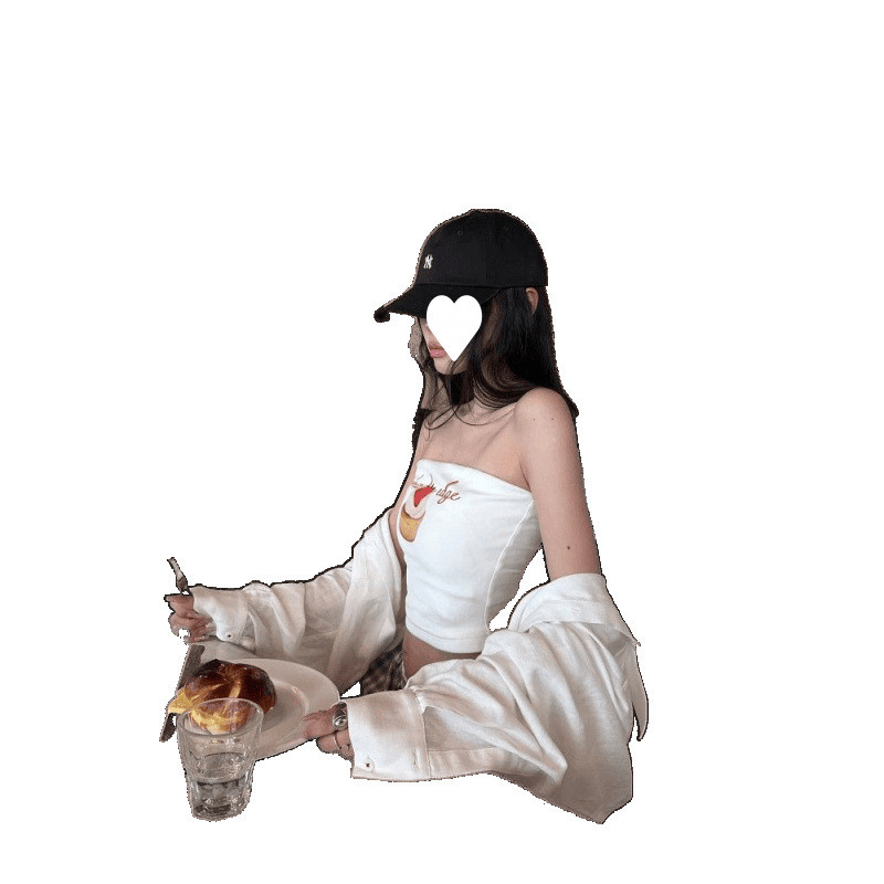 韩好甜WARDEN EDGE 白色抹胸上衣女修身显瘦短款外穿无袖裹胸背心|undefined