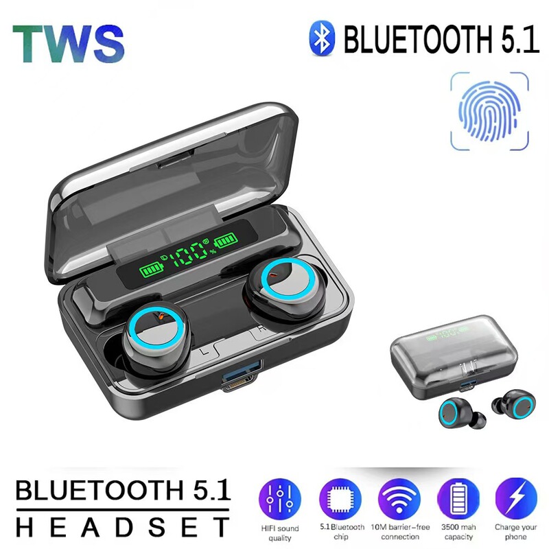 F9-3 Bluetooth Headset Wireless TWS AI Smart Translation Headset Power Display Touch Digital Display with Charging Treasure