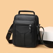 跨境头层牛皮休闲时尚单肩包简约大容量男士背包高级感斜挎包男