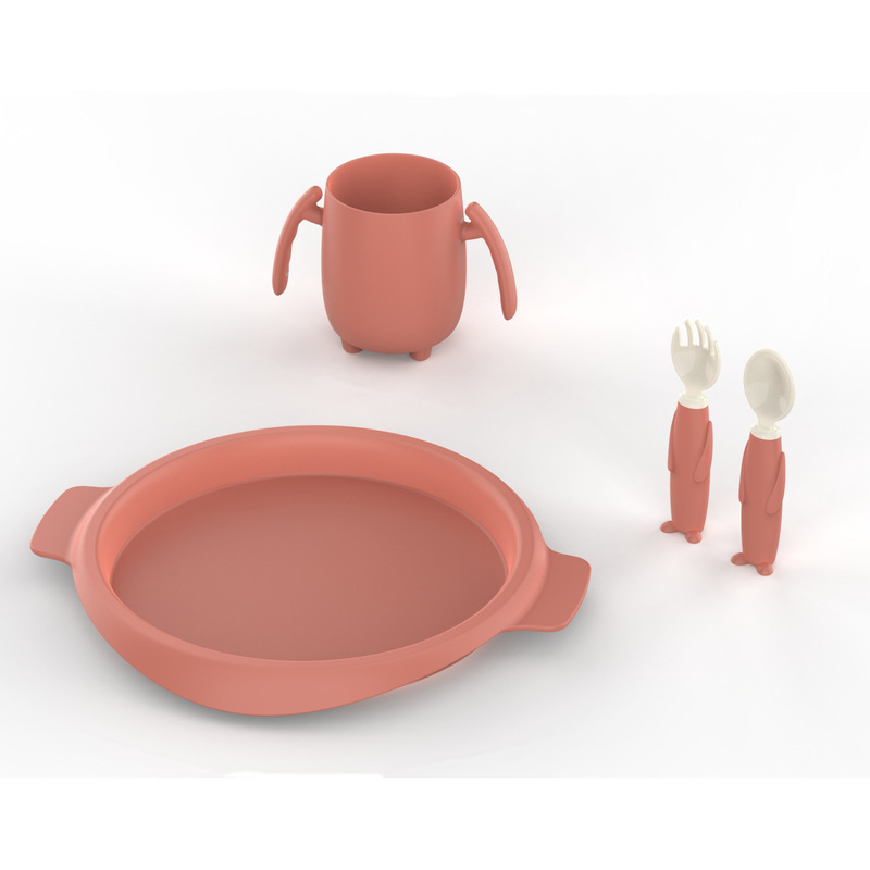 Children's Tableware, Dinner Plate, Fork, Spoon, Double Ear Cup Set, Environmentally Friendly New Material, Household Compost, Biodegradable, Export, Customizable