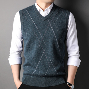 Fashionable thick 100% pure woolen sweater men's vest 2023 autumn and winter New sleeveless sweater waistcoat men