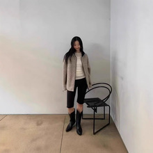 现 韩国小众mo*oha立领拉链款毛呢外套韩系减龄高级感大衣女