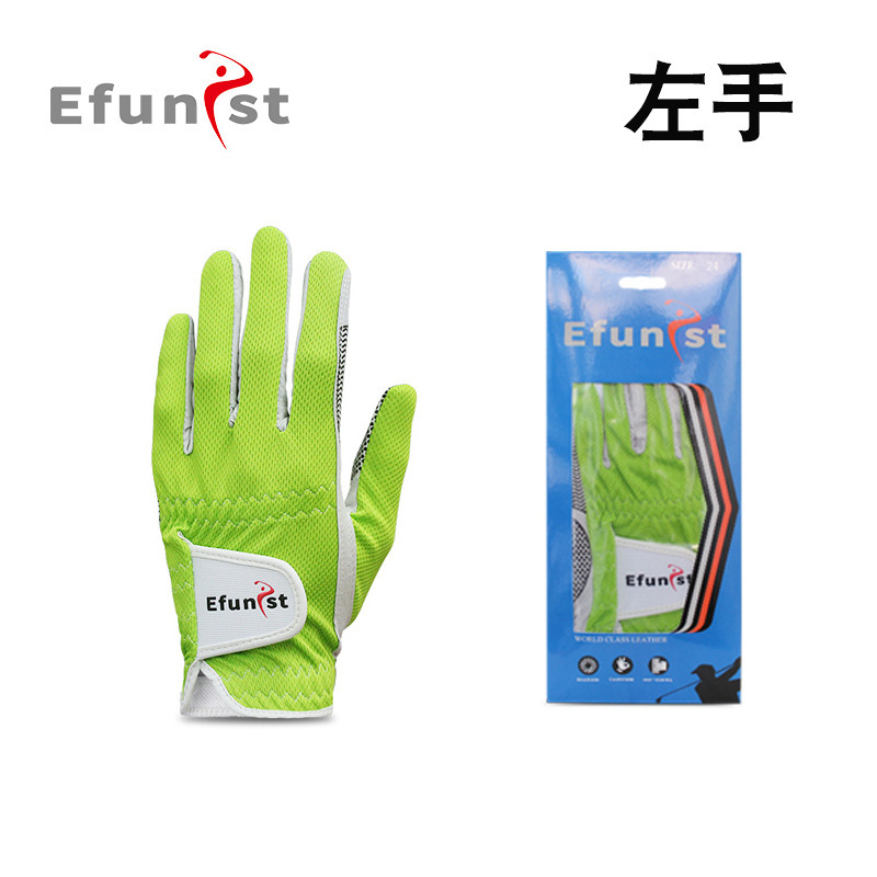 Efunist ゴルフグローブ メンズ 左右兼用 シングル通気性メッシュ 滑り止め粒子弾性手袋付き