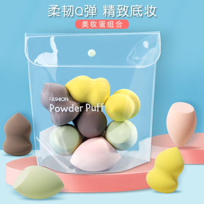 厂家供应美妆蛋亲水性非乳胶海绵葫芦斜切粉扑不吃粉彩化妆蛋套装|ms