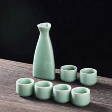 仿古陶瓷酒具套装简约分酒器白酒杯黄青日式烫酒壶家用