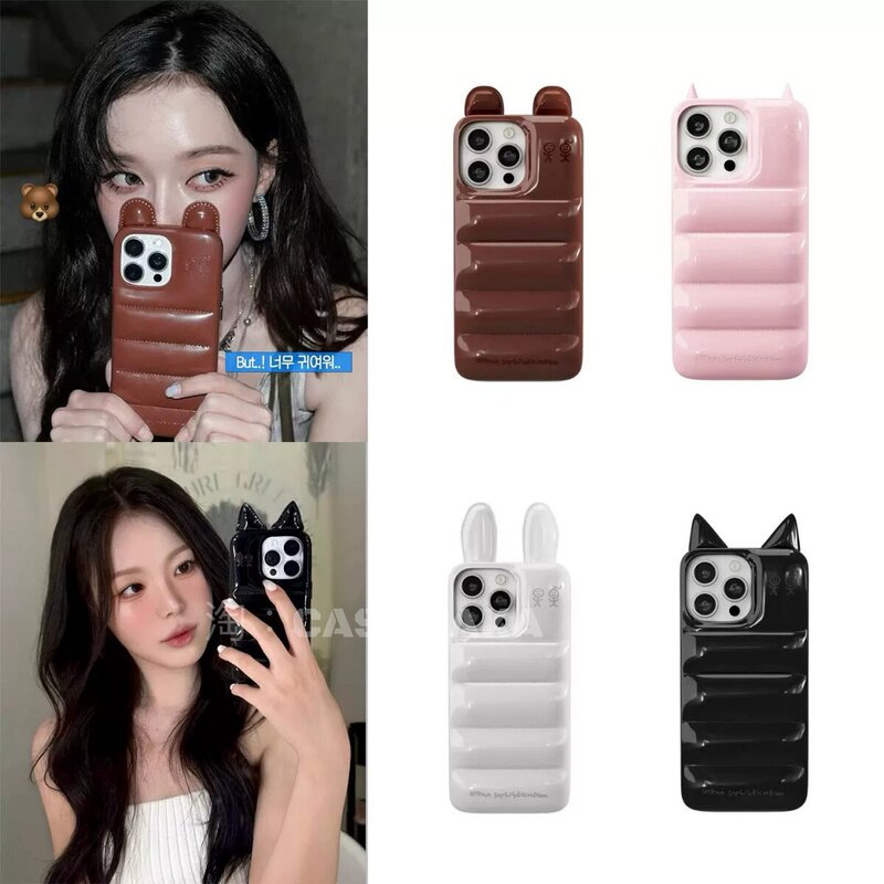 Leather down Jacket Animal Ears Iphone14/13 Suitable for Apple 18/17/16/15Promax Phone Case Leather down Jacket Animal Ears Iphone14/13 Suitable for Apple 18/17/16/15Promax Phone Case