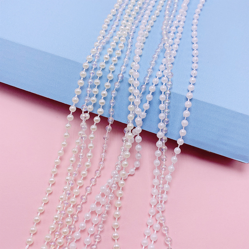 Imitation Pearl Round Bead Continuous Bead Plastic Pearl Chain Christmas Pendant Chain Jewelry DIY Bracelet Beaded Semi-finished Products