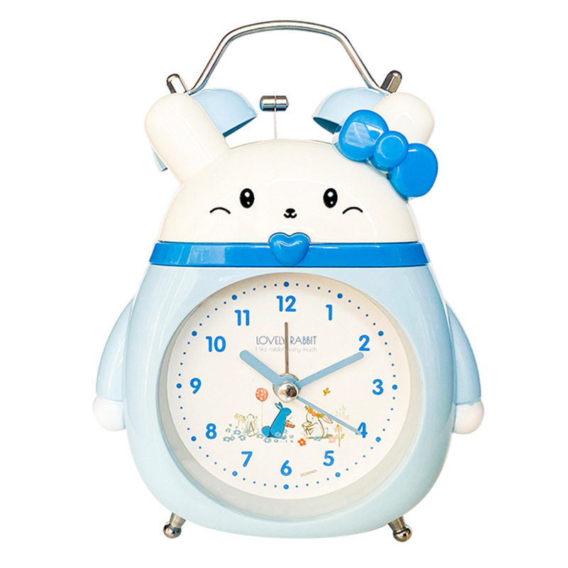 Directo de fábrica lindo animal conejito campana despertador estudiante niños mudo reloj creativo reloj despertador al por mayor