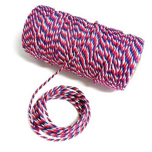 100 Yards Export Export Hot-selling Three-color Cotton Thread Red, White and Blue Cotton Rope Binding Rope Thin Cotton Rope