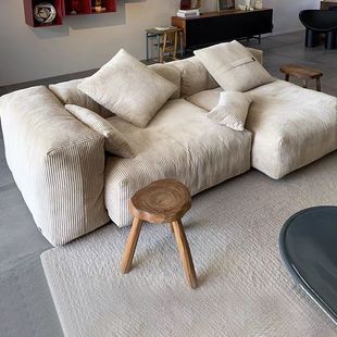 Quiet wind corduroy designer Vetsak sofa living room 2025 new double cream small apartment tofu block