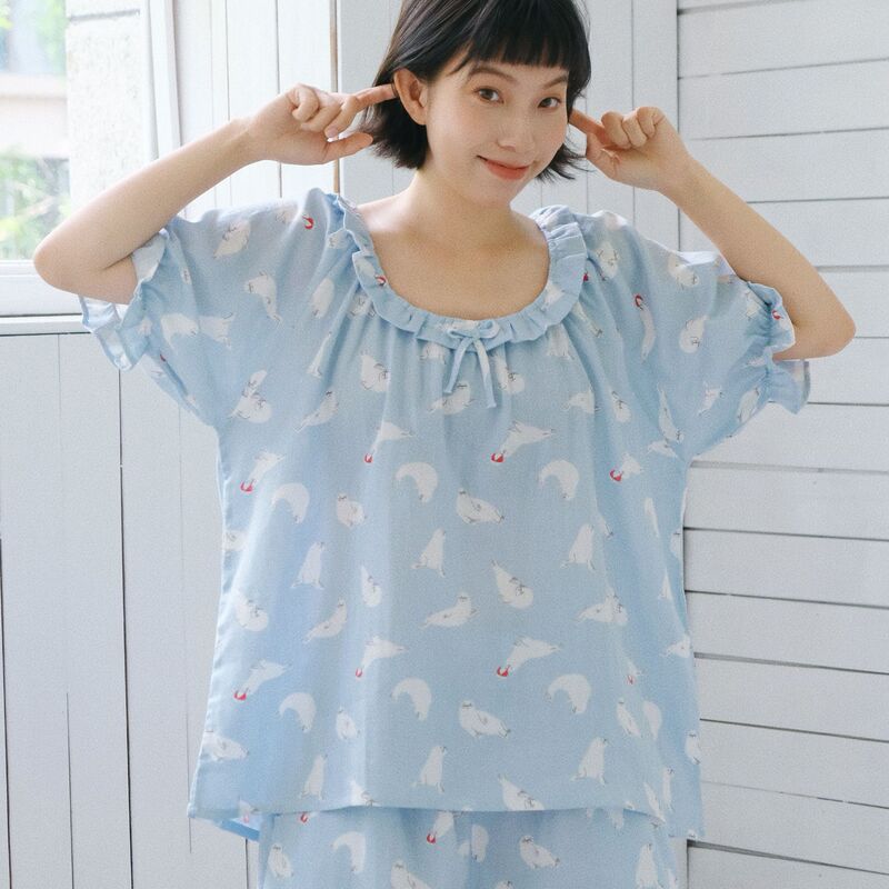 2025 New Pajamas Summer Women's Cotton Thin Short-sleeved Shorts suit Home Clothes Cotton Class A Cotton Yarn Ins Style