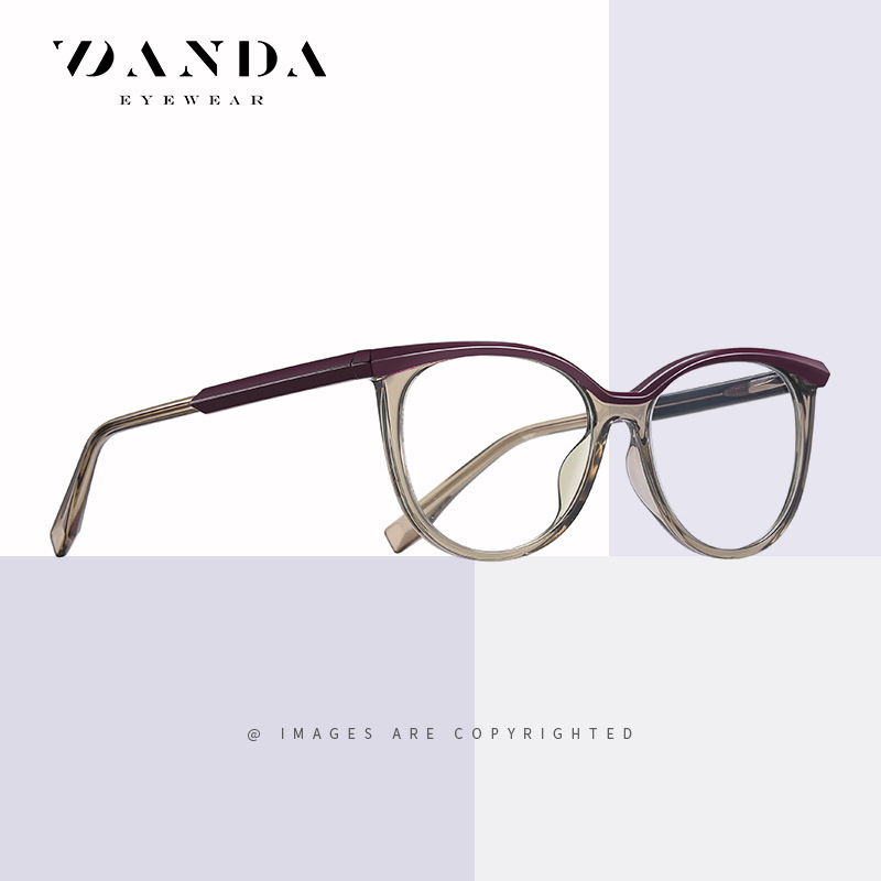 Comercio exterior nuevo ojo de gato gafas Marco de moda europea y americana gafas lisas TR3518 ácido propiónico pin primavera pierna anti-azul gafas de luz