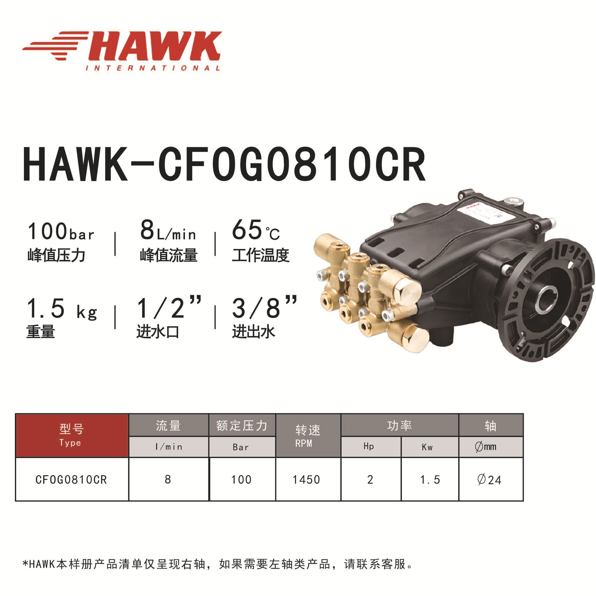 HAWK Italia bomba de alta presión de grado industrial autorizada limpiadora de alta presión