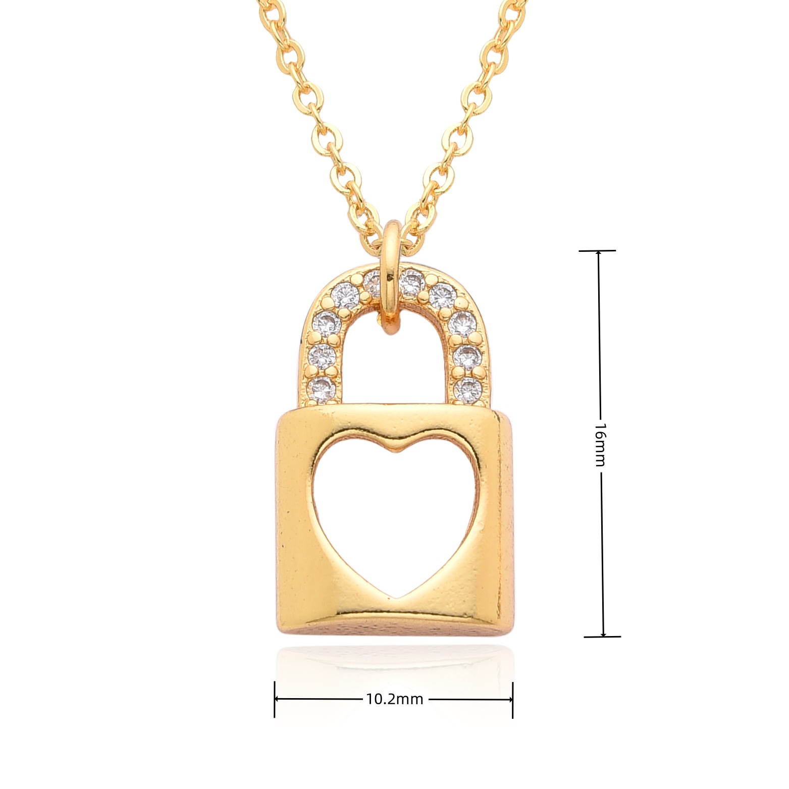 8g Weight Copper Pendant Material Zircon Inlay Material Pendant Necklace Classification Copper Chain Material 1 Piece Quantity Daily, Date Occasion Copper Material Heart Shape, Lock Pattern Women's Gender Inlay Design Elegant, Shiny Style Copper Inlay Heart Shape Lock Zircon Pendant Necklace 15
