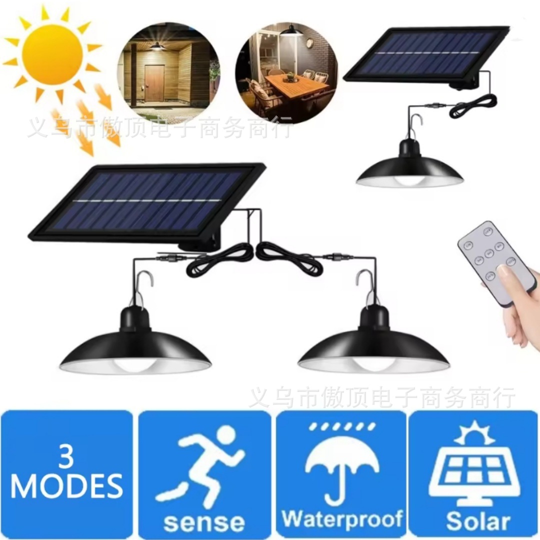 lámpara solar de patio un remolque dos lámparas candelables sin cableado de tres velocidades de atenuación jardín balcón corredor de lámpara de emergencia control remoto