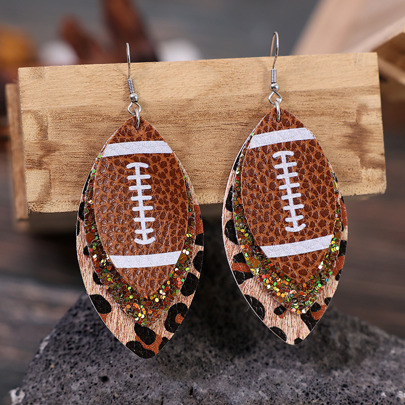 1 Pair Retro Leaf Pu Leather Printing Womenu0027S Drop Earrings