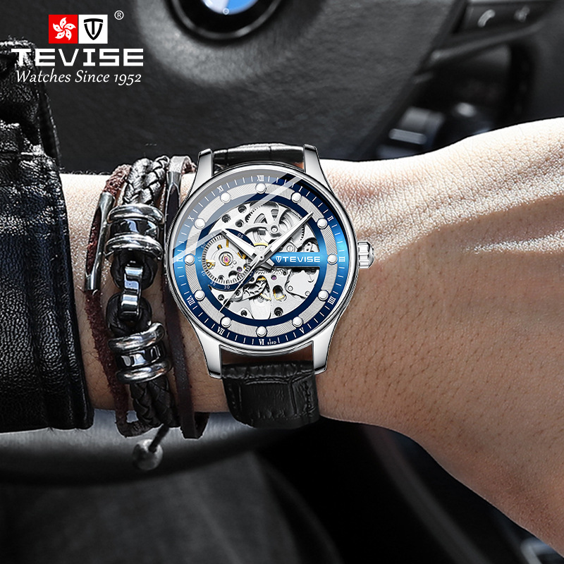 TEVISE teweys reloj mecánico hueco de los hombres de la correa de reloj de moda impermeable de los hombres reloj mecánico T836D