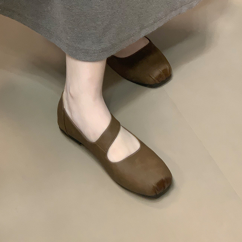 羊皮版~法式方头芭蕾舞晚晚风温柔鞋气质高级感一字带女浅口单鞋|undefined