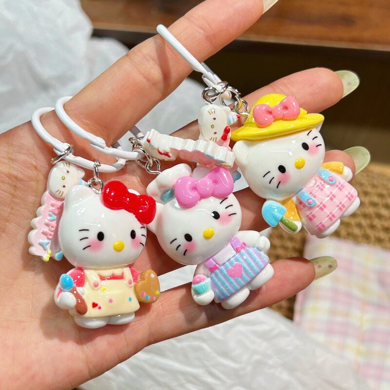 Large Cartoon Happy Cat Keychain Cute Girly Heart Business Wear Kt Cat Pendant Student School Bag Pendant