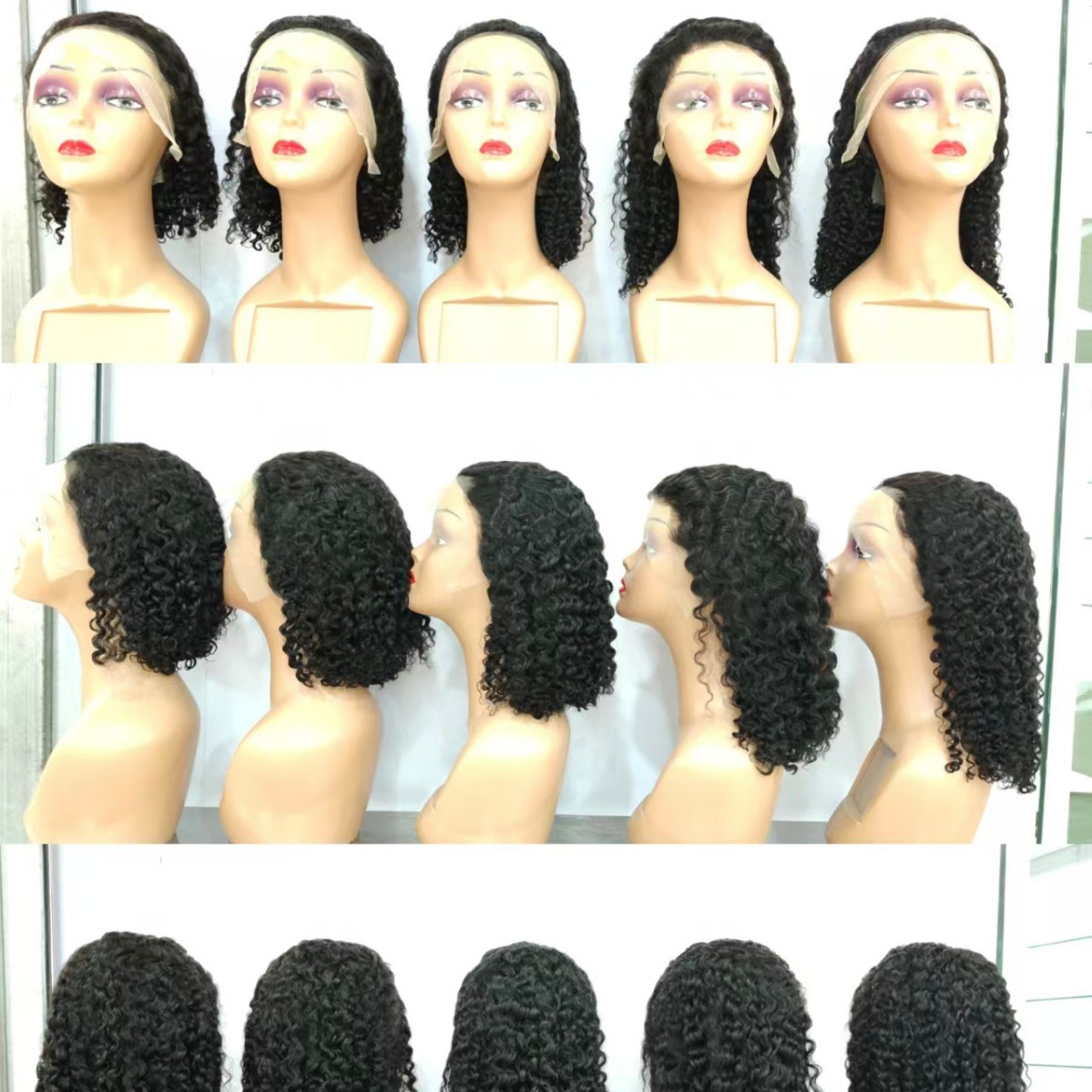 13*4 Frontal Water Wave Curly Bob Human Hair Lace Wig