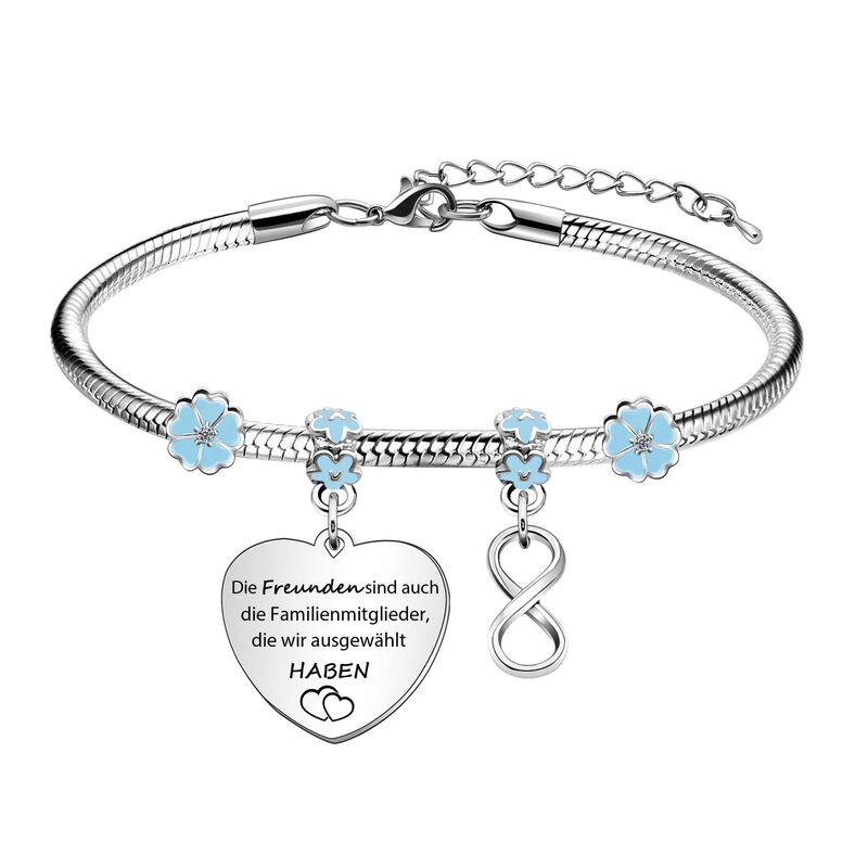 Stainless Steel Love Puzzle Bracelet Women's Friendship Infinity Pendant Bracelet Set Flower Love Soft Chain Bracelet