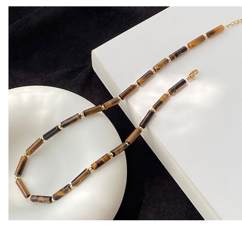 Retro Geometric natural stone Beaded Necklace