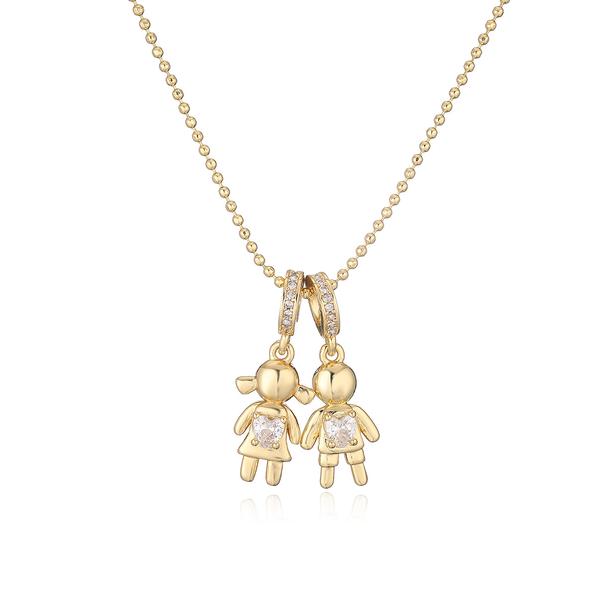 Talismán de protección Joyería Aogu Nicho transfronterizo Collar con colgante de corazón de circonita de cobre chapado en oro Niños y niñas, clavícula personalizada_voghion.com