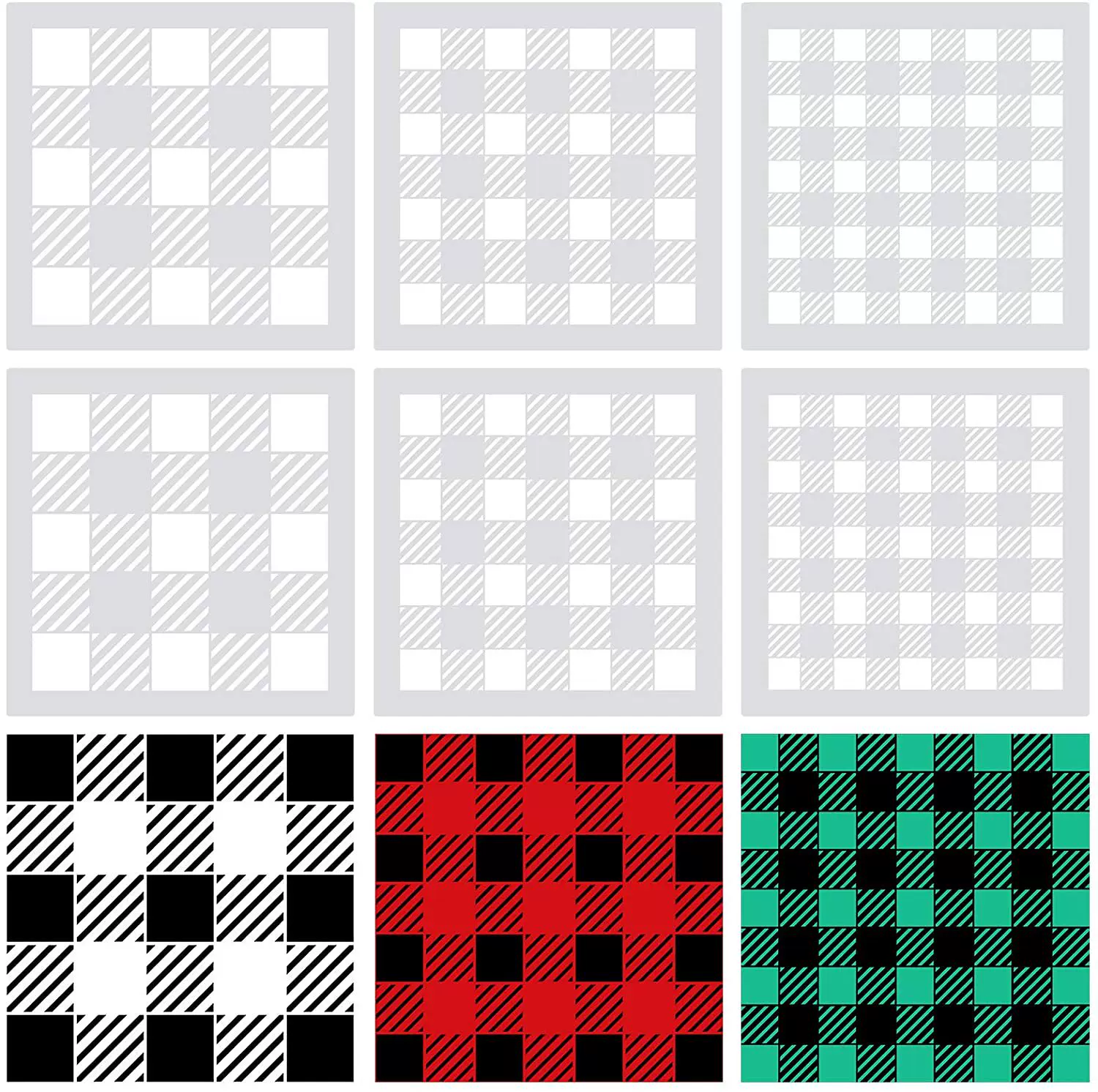 Buffalo Plaid Stencils 圣诞节格子网格绘画模板diy节日镂空模板