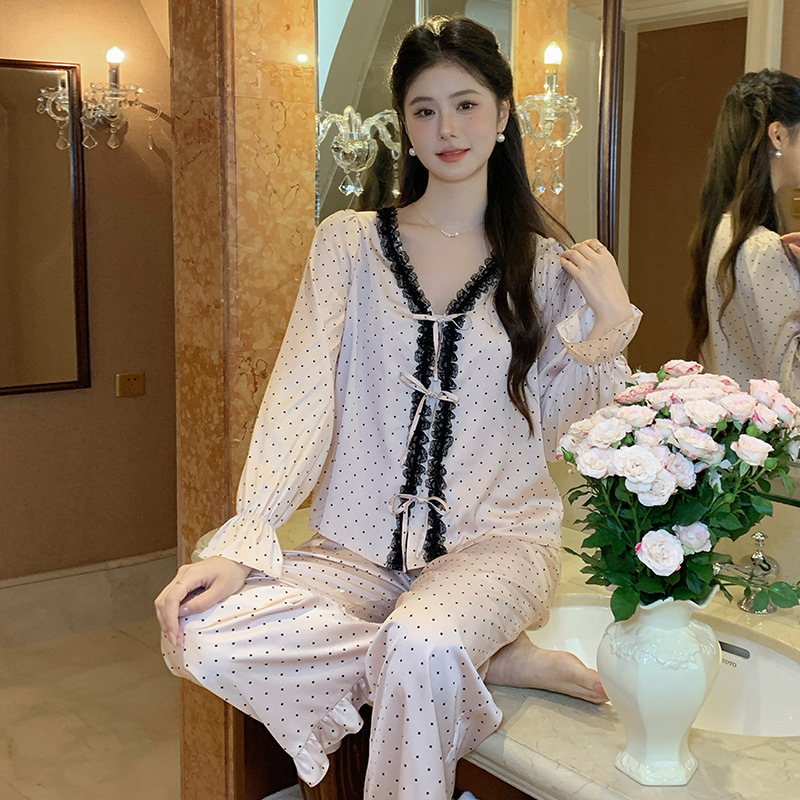 睡衣女长袖套装法式高级感舒适家居服2024年秋季新薄款可外穿|undefined