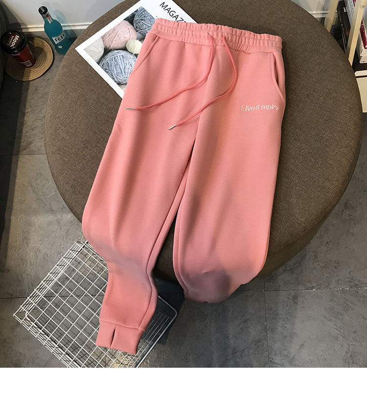 665g Weight Long Sleeve Sleeve Length Polyester Fabric Type Women's Simple Style Letter Solid Color Polyester Pocket Pants Sets