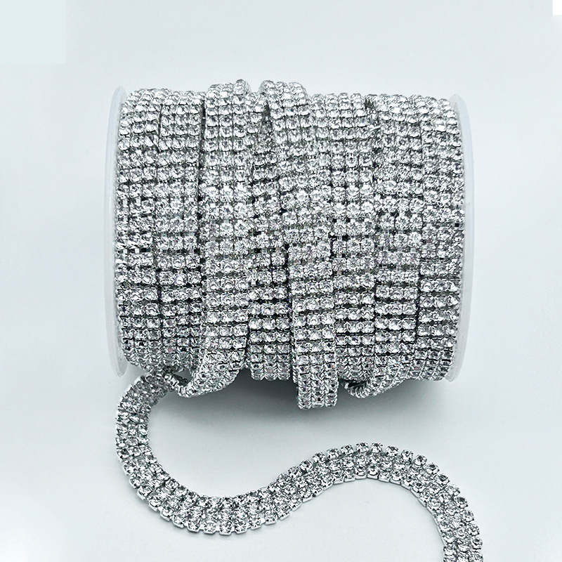 Chain de garra de diamante galvanizado intensivo plata cadena de perforación ropa bolsas diy barras de perforación accesorios accesorios de perforación de garra al por mayor