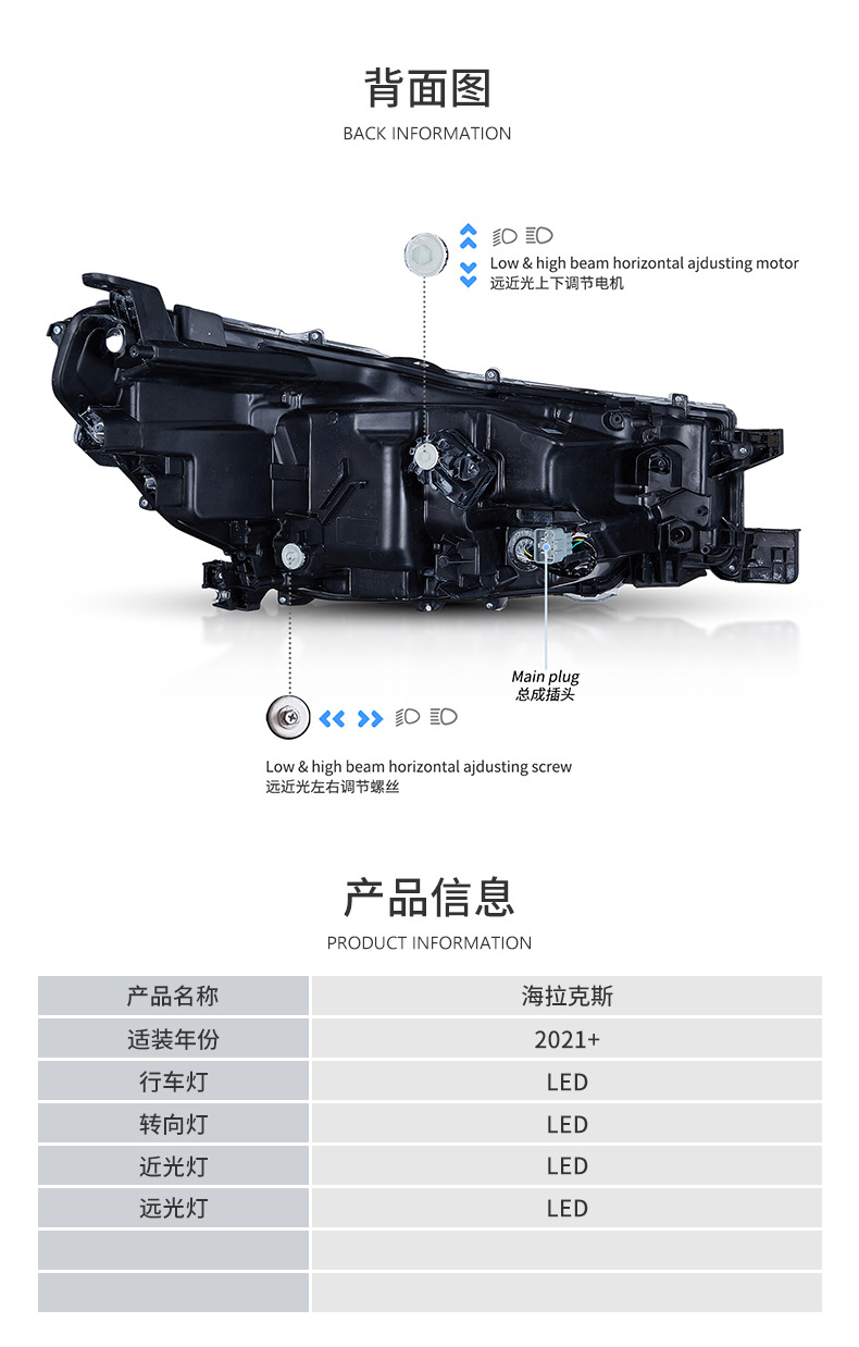 Modified car light vland is suitable for Toyota Hellux lens headlight car led headlight total from 2021 to now