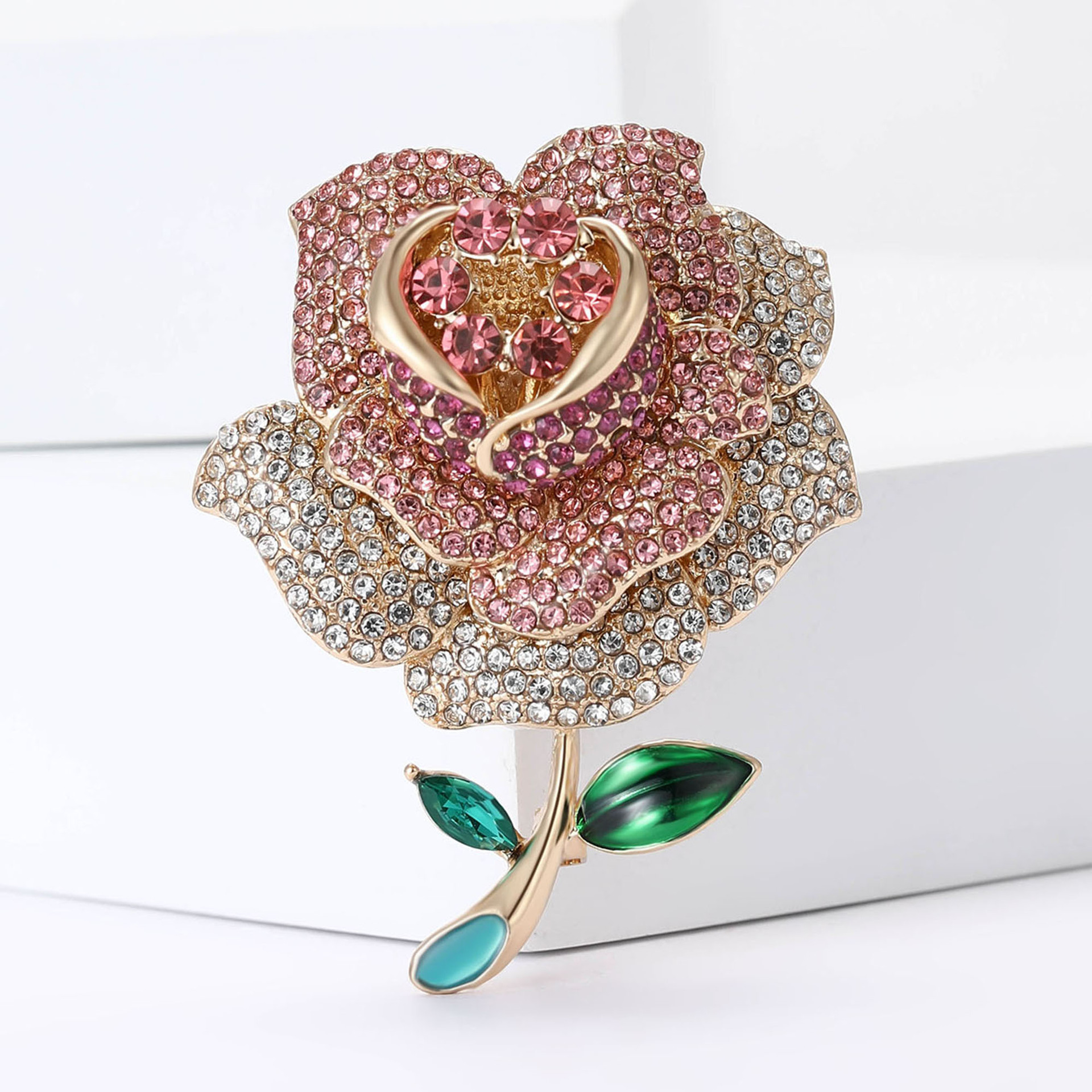 Brooches Classification Elegant Vintage Style Pin Rose Flower Alloy Rhinestones Women's Brooches
