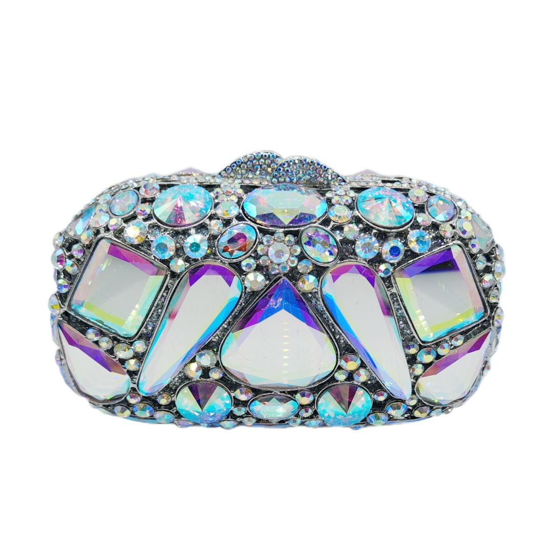 Túi clutch dạ hội nữ đính đá pha lê cầm tay — Vàng Pha Lê, Màu nâu, Màu đỏ, Màu bạc huyền ảo