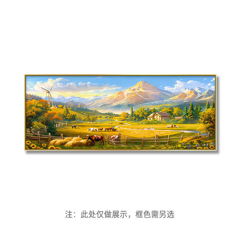 富を引き寄せる東と西の壁、山水宝の盆地壁画、ソファ背景壁装飾画、金山風景のハイエンド吊り絵画|undefined