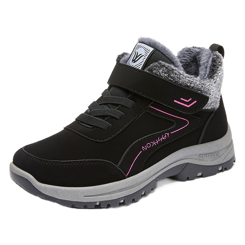Botas de nieve para mujer 2024 zapatos de algodón transfronterizo de invierno nuevas botas de algodón engrosadas con forro polar zapatos para caminar cálidos de entrega de una pieza