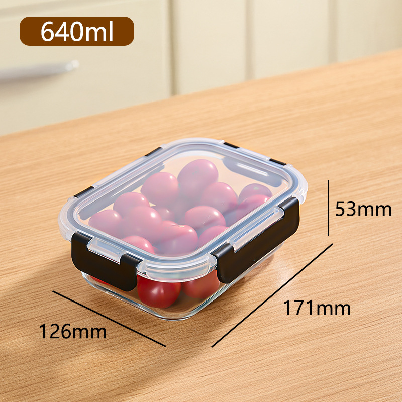 Caja de almuerzo de vidrio al por mayor puede calentarse por microondas, caja de almuerzo de oficina, caja de preservación sellada de gran capacidad